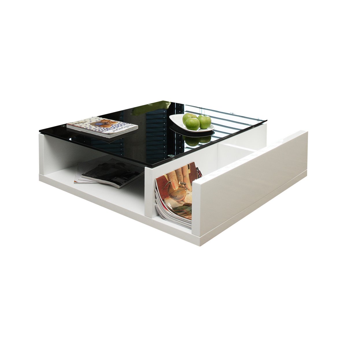 Coffee table white/black 100x100 cm
