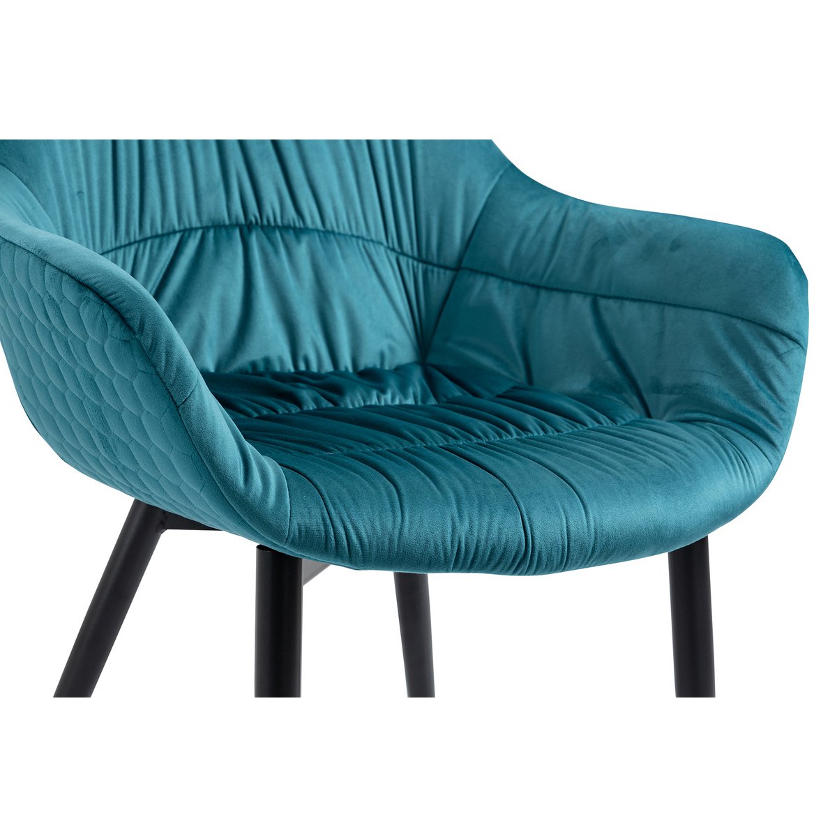 Armchair with honeycomb quilting velvet turquoise