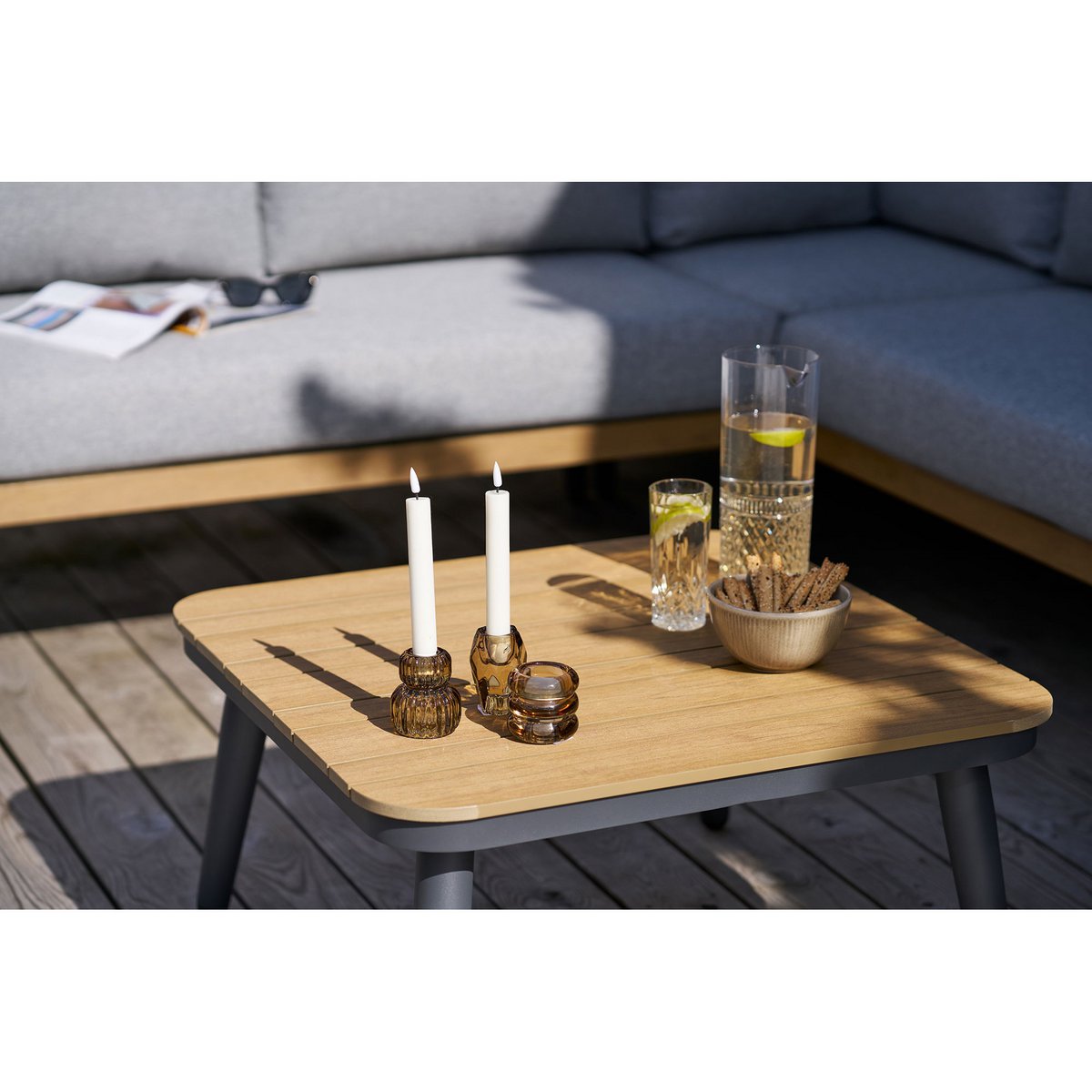 Kerzenhalter, Glas, Rauchbraun, 3er-Set