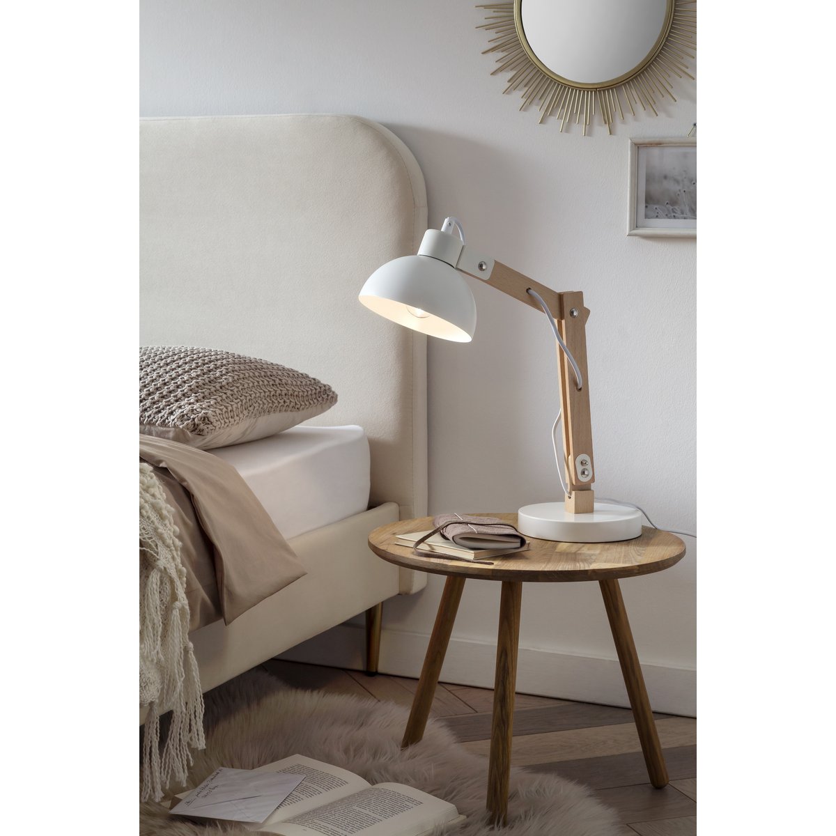 Table lamp Scandinavian white/natural