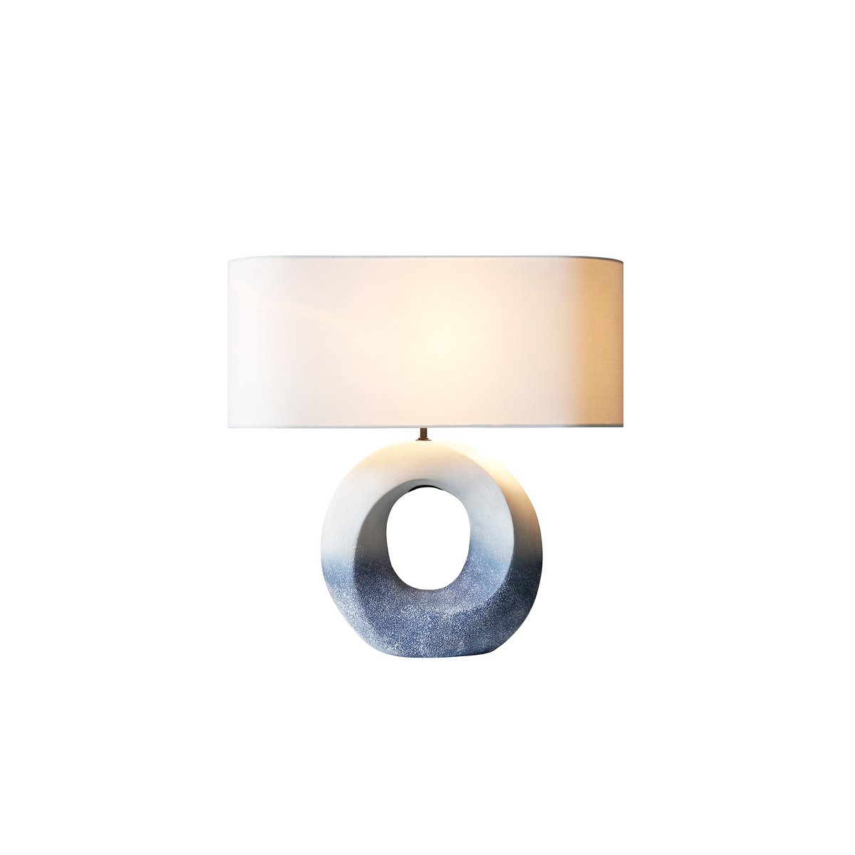 Table lamp ceramic/linen blue/white
