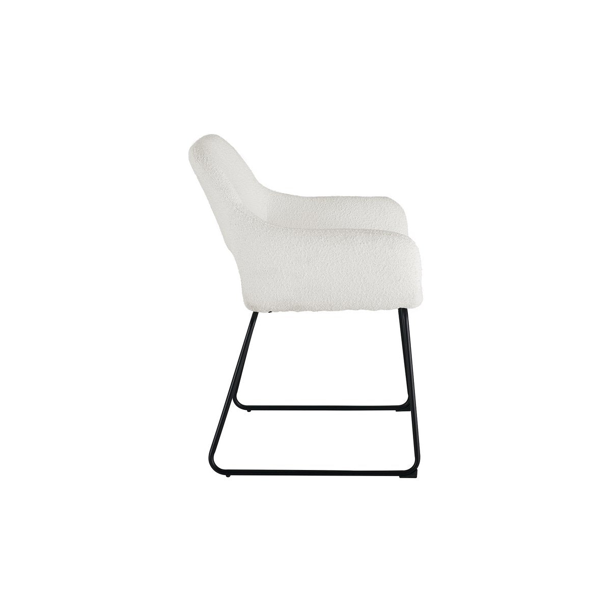 Armchair with back cut-out Bouclé fabric white