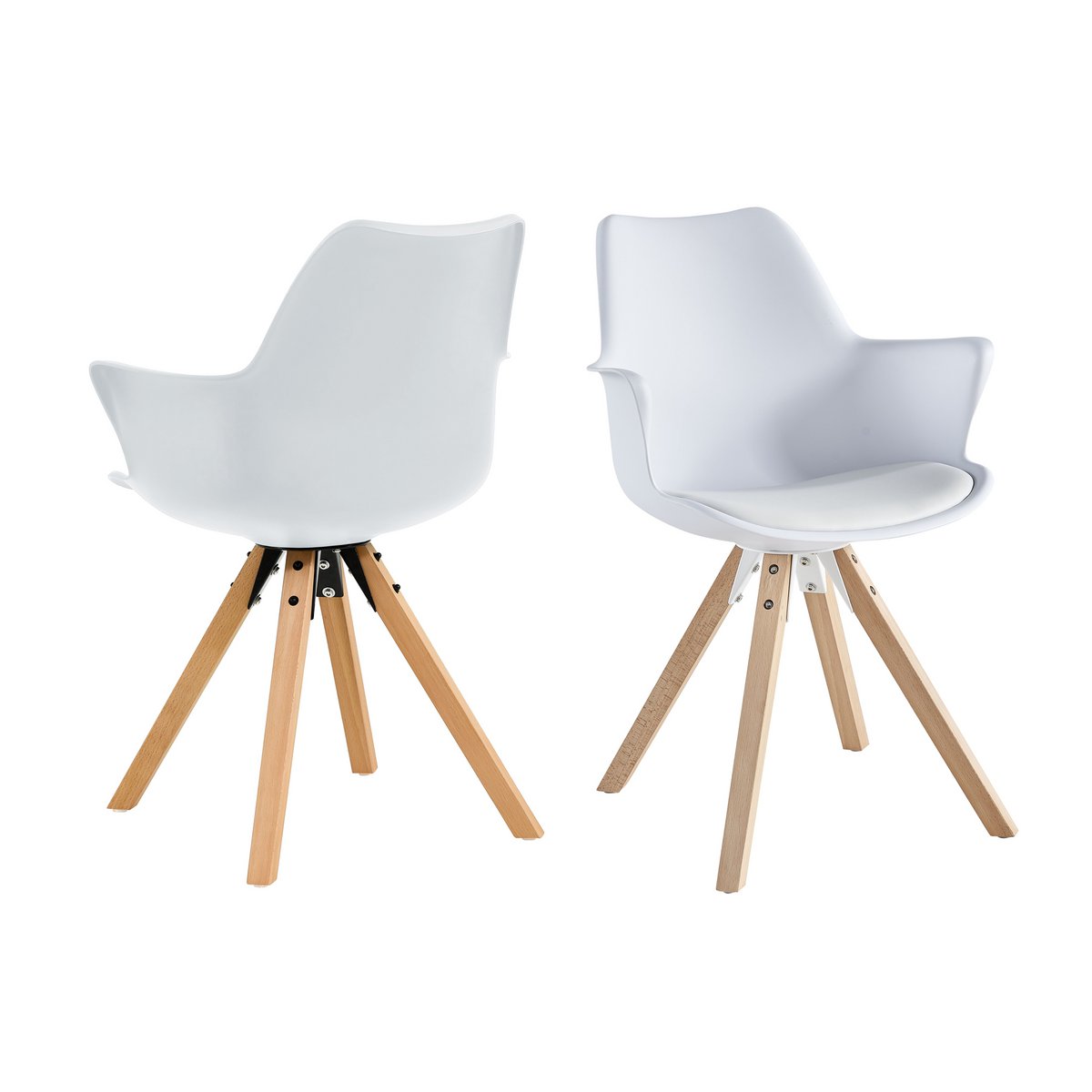 Armchair with plastic shell set of 2 white