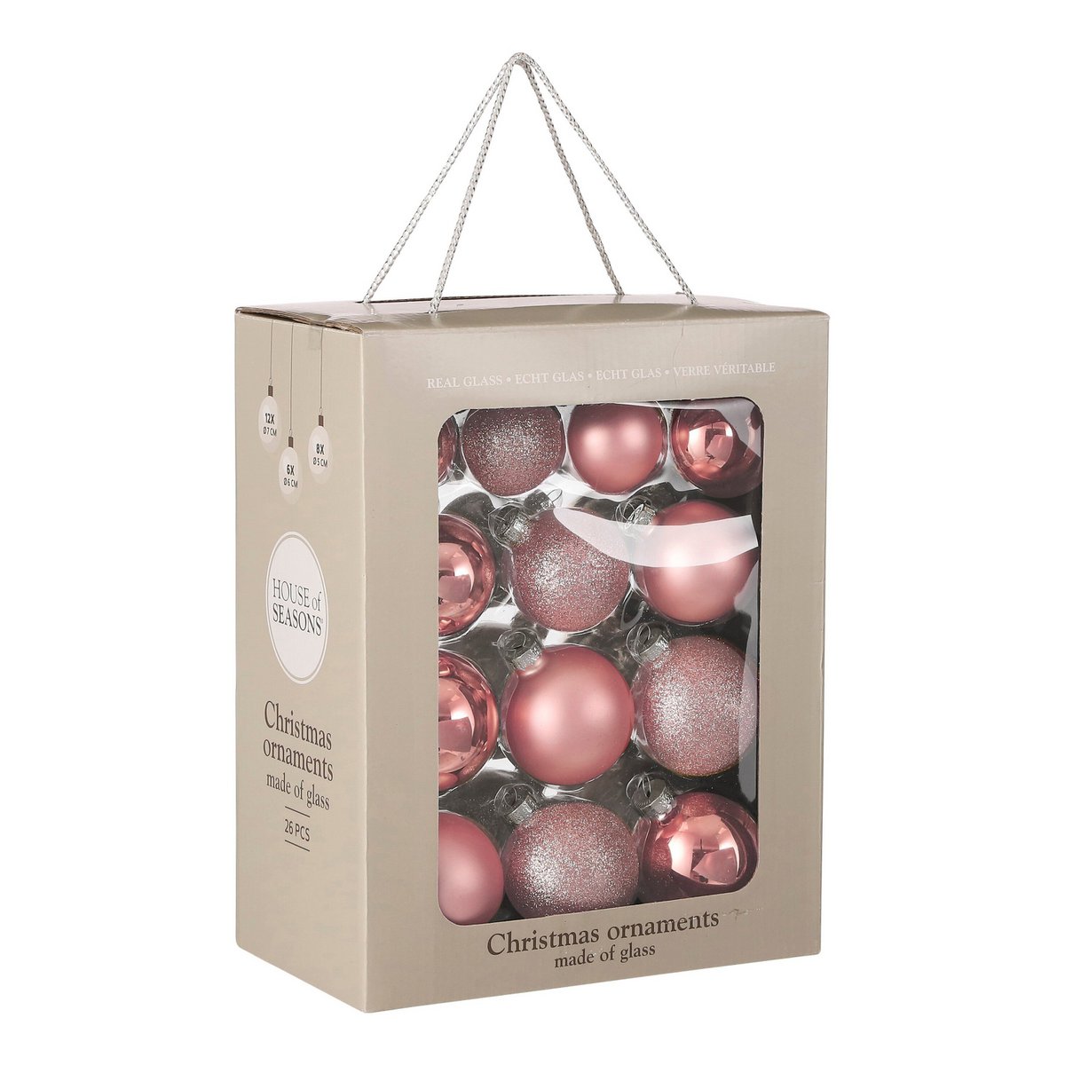 Weihnachtskugel-Set Glaskugeln Rosa