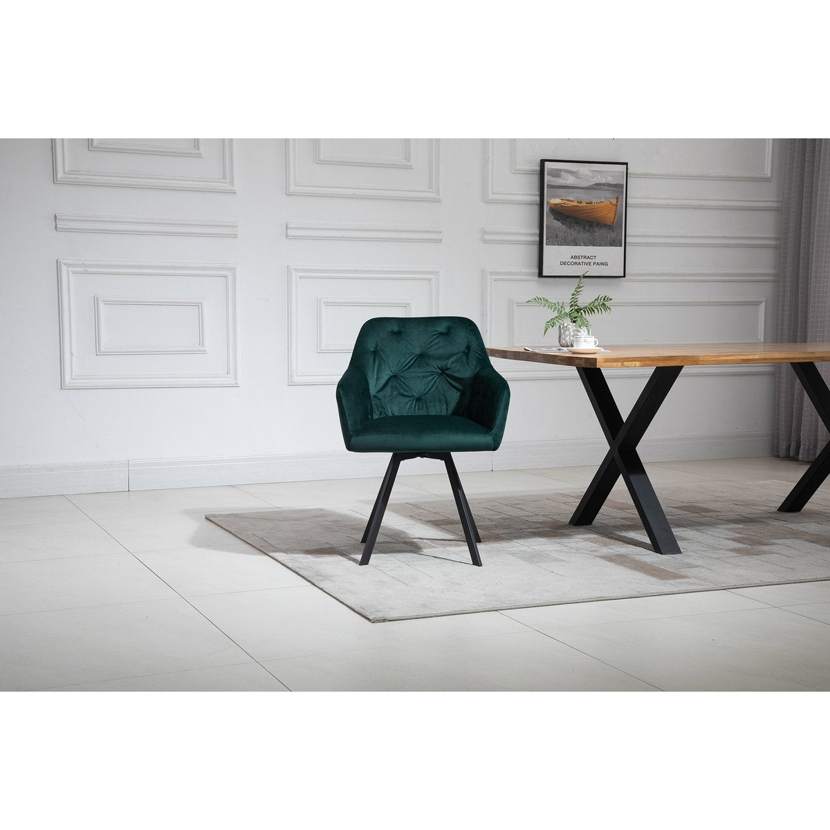 Armchair with 360° swivel function fir green