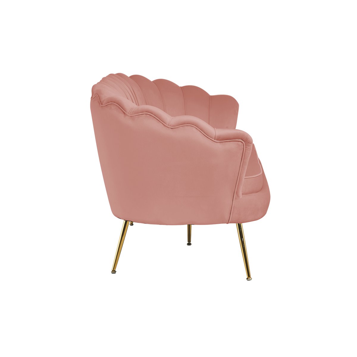 Shell sofa 3 seater in rose velvet