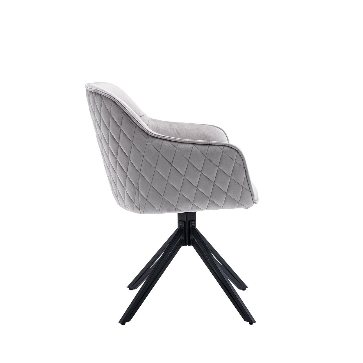 Armchair with honeycomb quilting in light gray