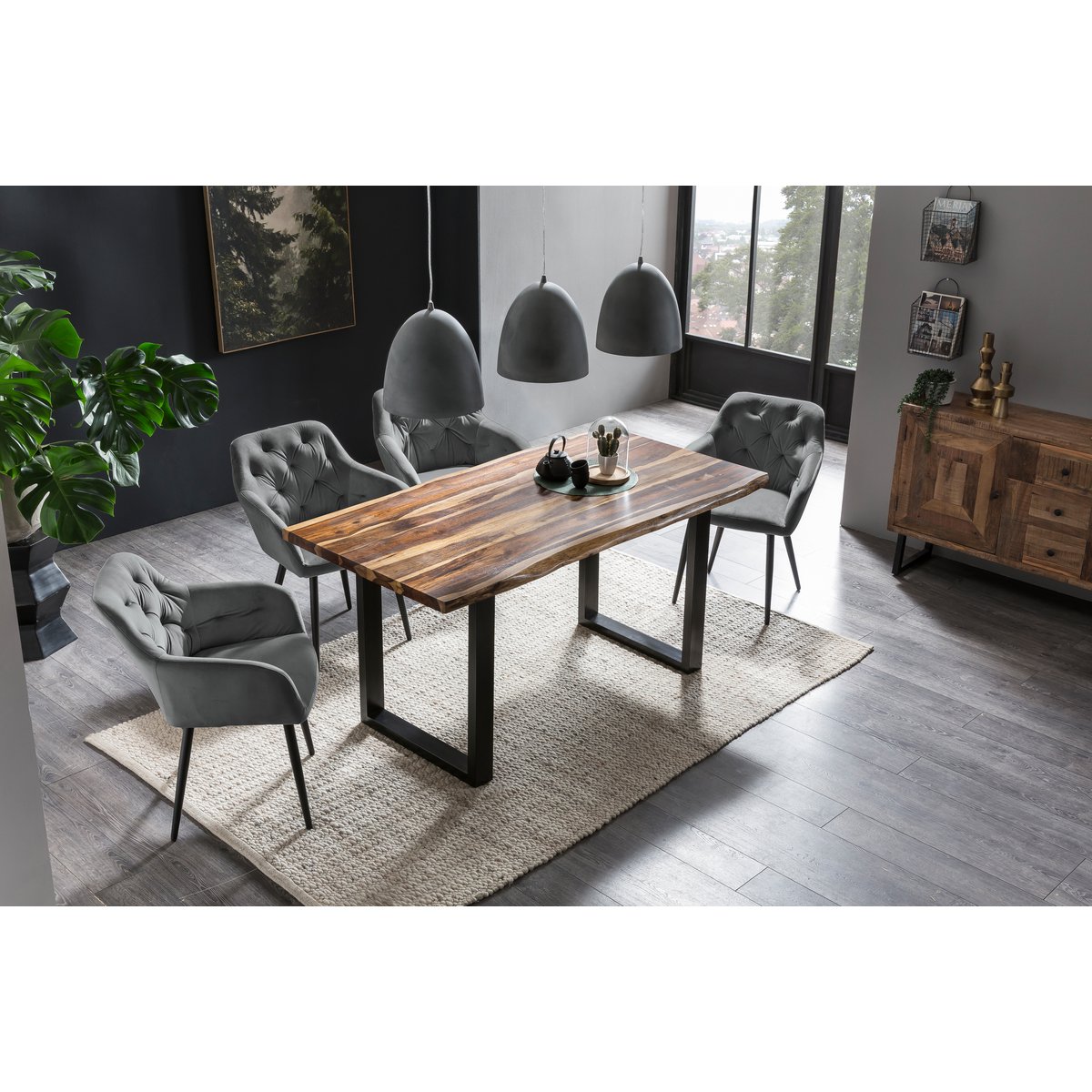 Gray velvet armchair