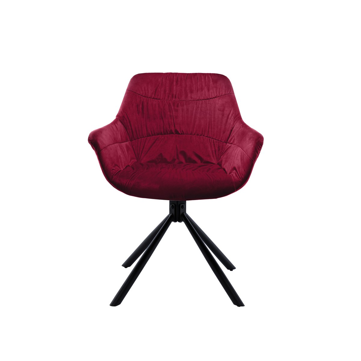 Armchair with honeycomb quilting in red velvet