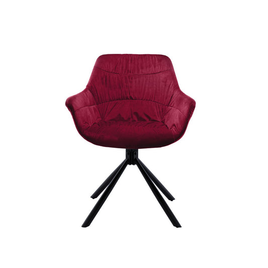 Armchair with honeycomb quilting in red velvet