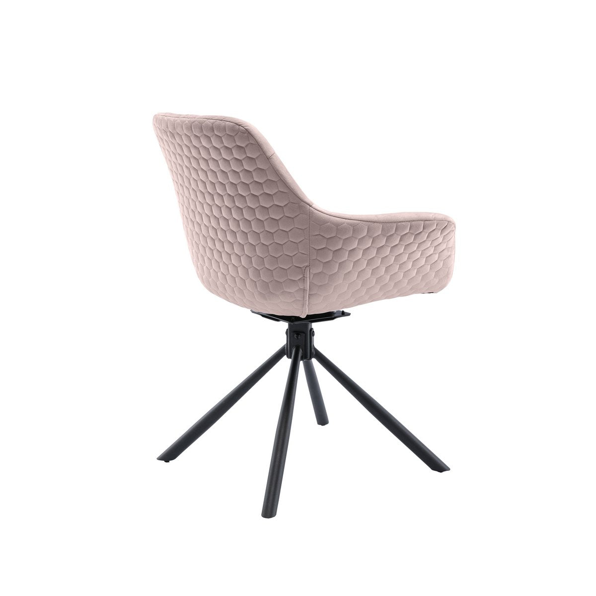 Armchair with honeycomb quilting in rose velvet