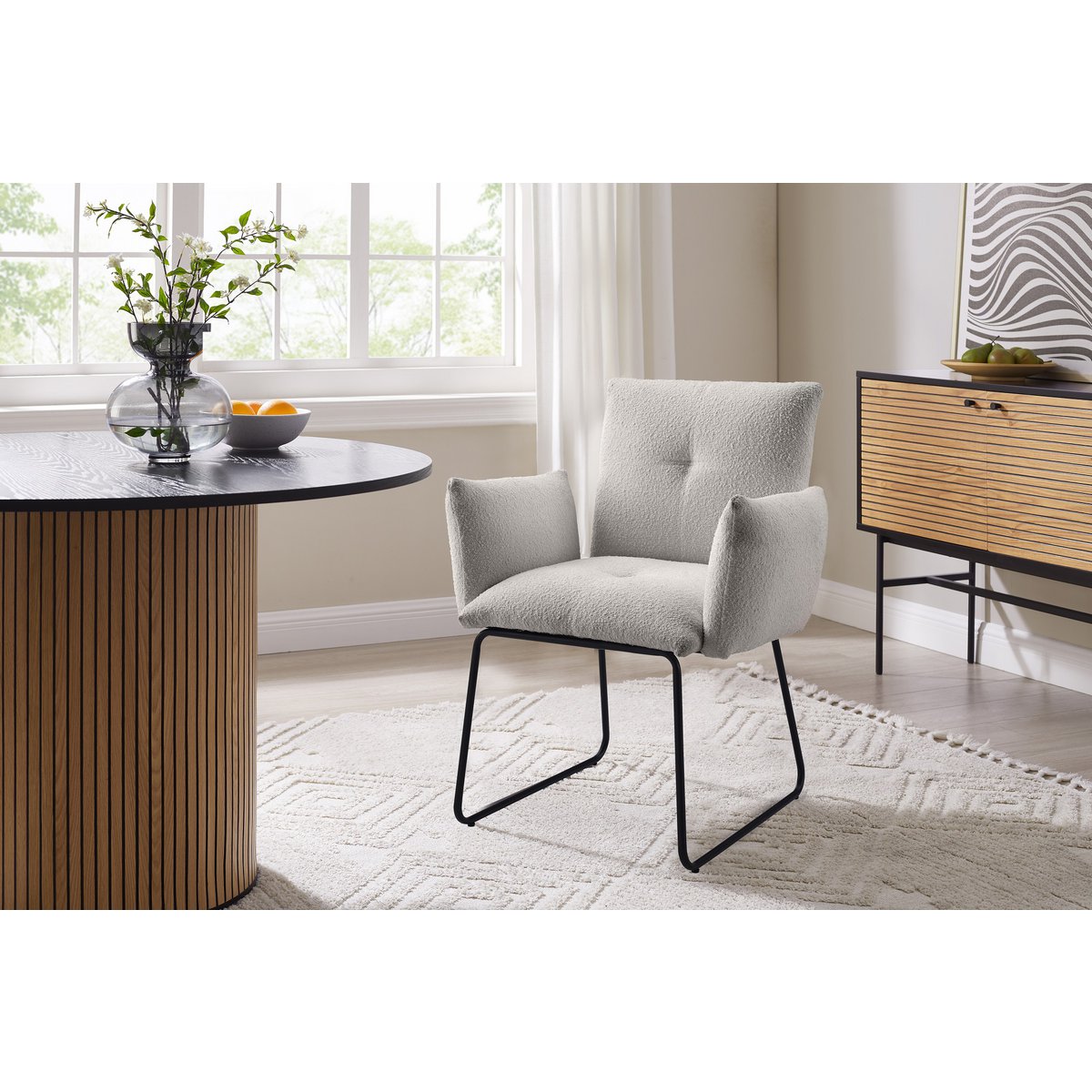 Armchair Bouclé fabric light gray