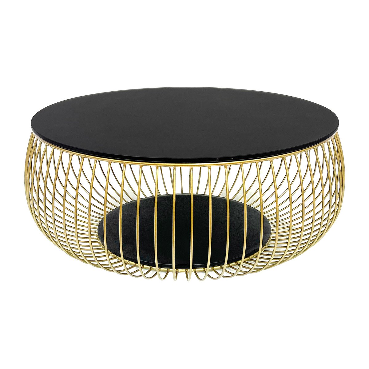 Couchtisch Ø 86 cm Schwarz/Gold