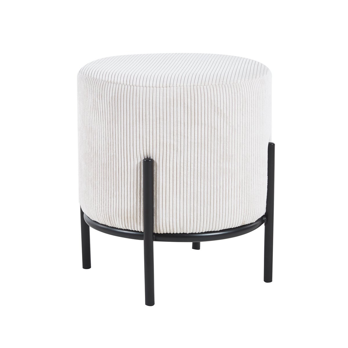 Upholstered stool Ø35 cm cord optic beige