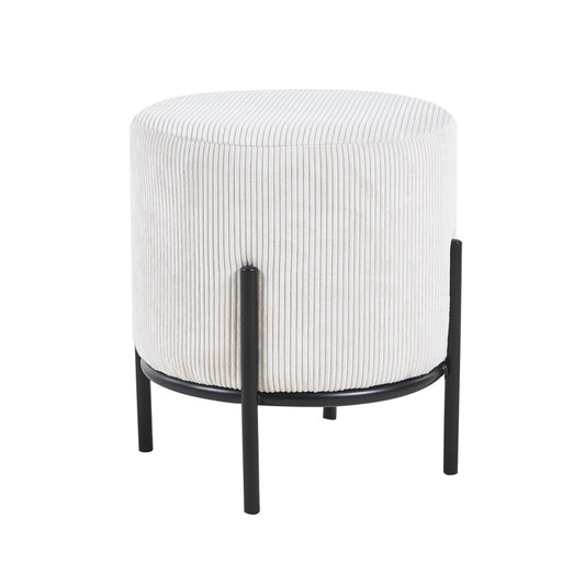 Upholstered stool Ø35 cm cord optic beige