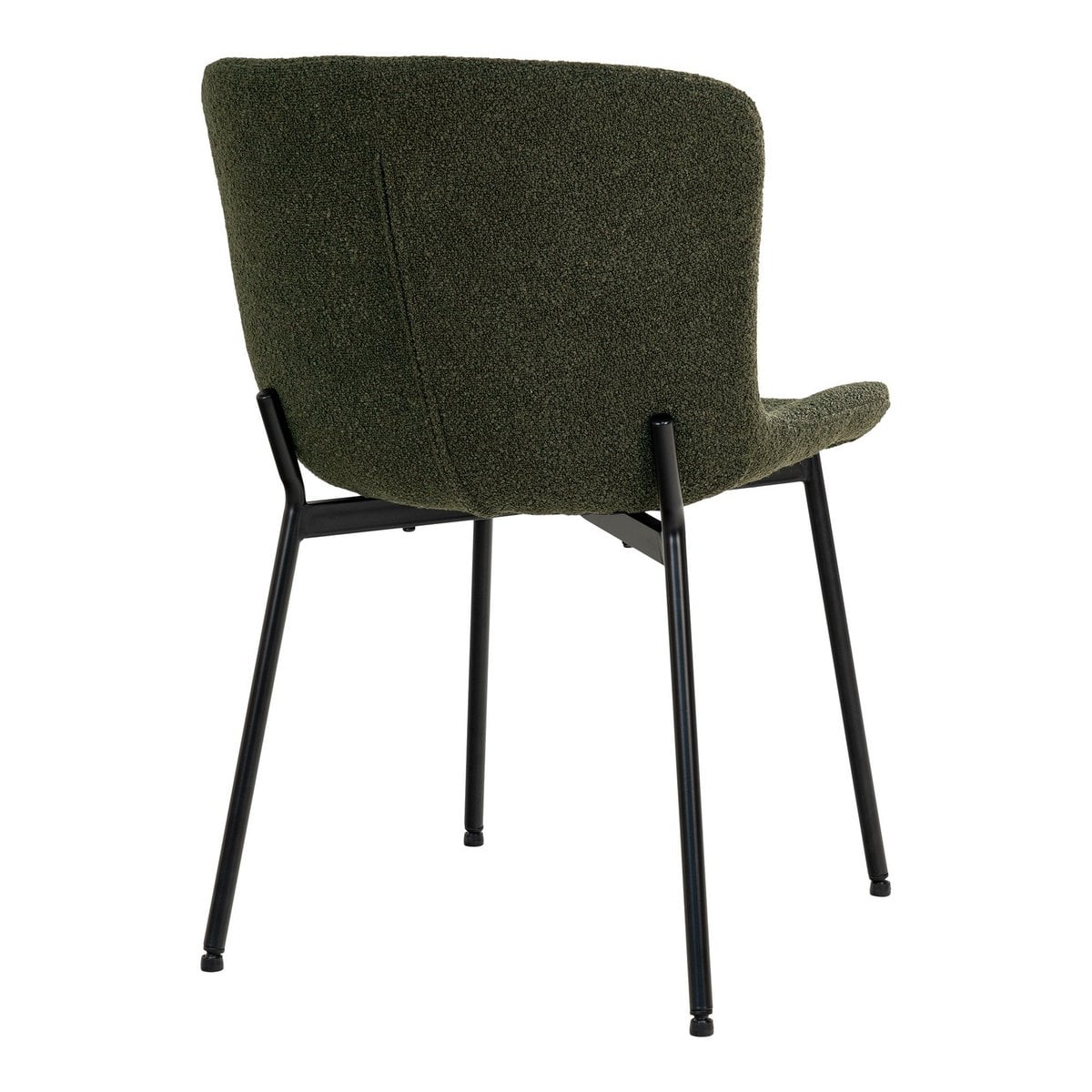 Maceda Esszimmerstuhl – Dunkelgrünes Bouclé, schwarze Beine – 2er-Set