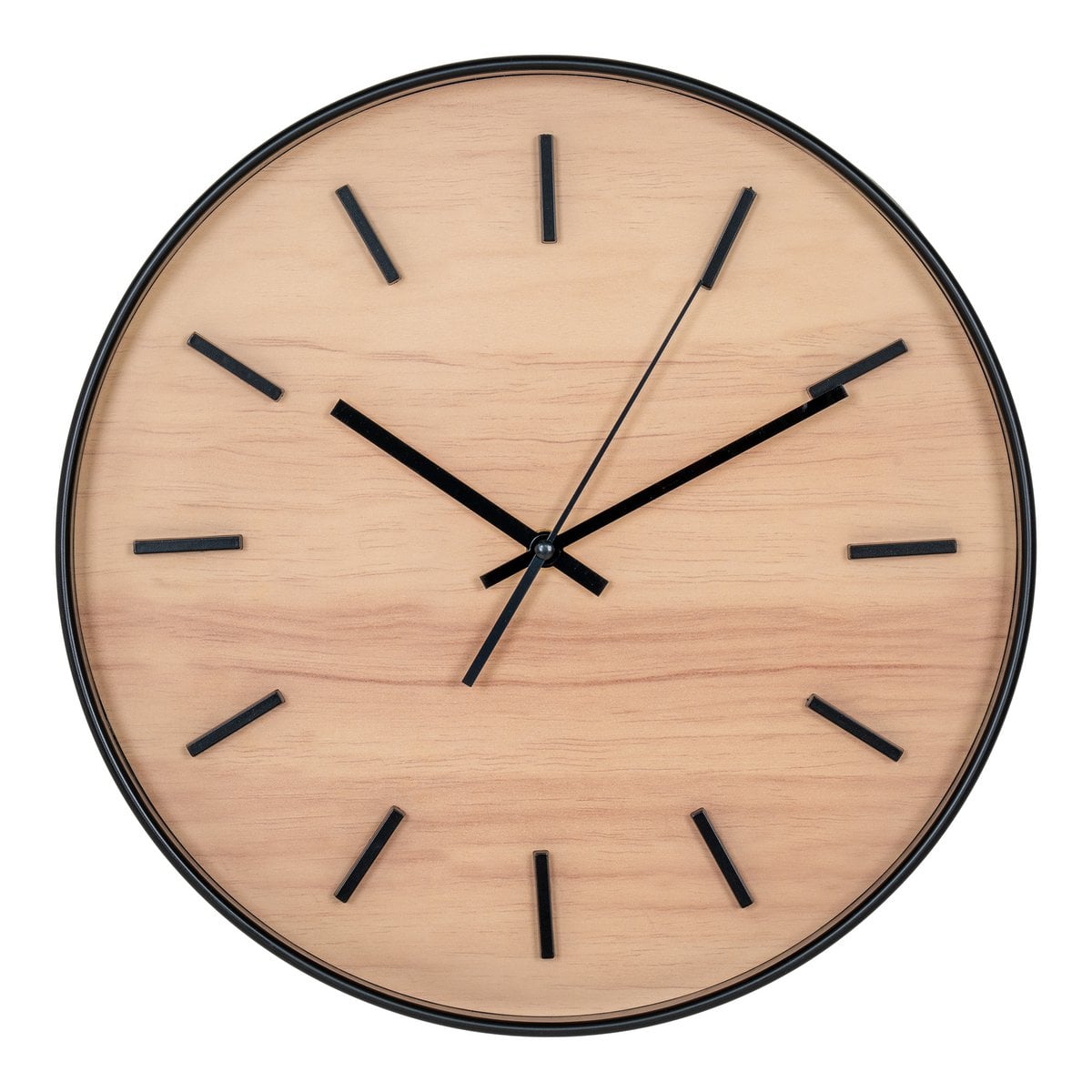 Camden Wanduhr – Schwarz/Natur, Glas, Kunststoff, Ø35 cm