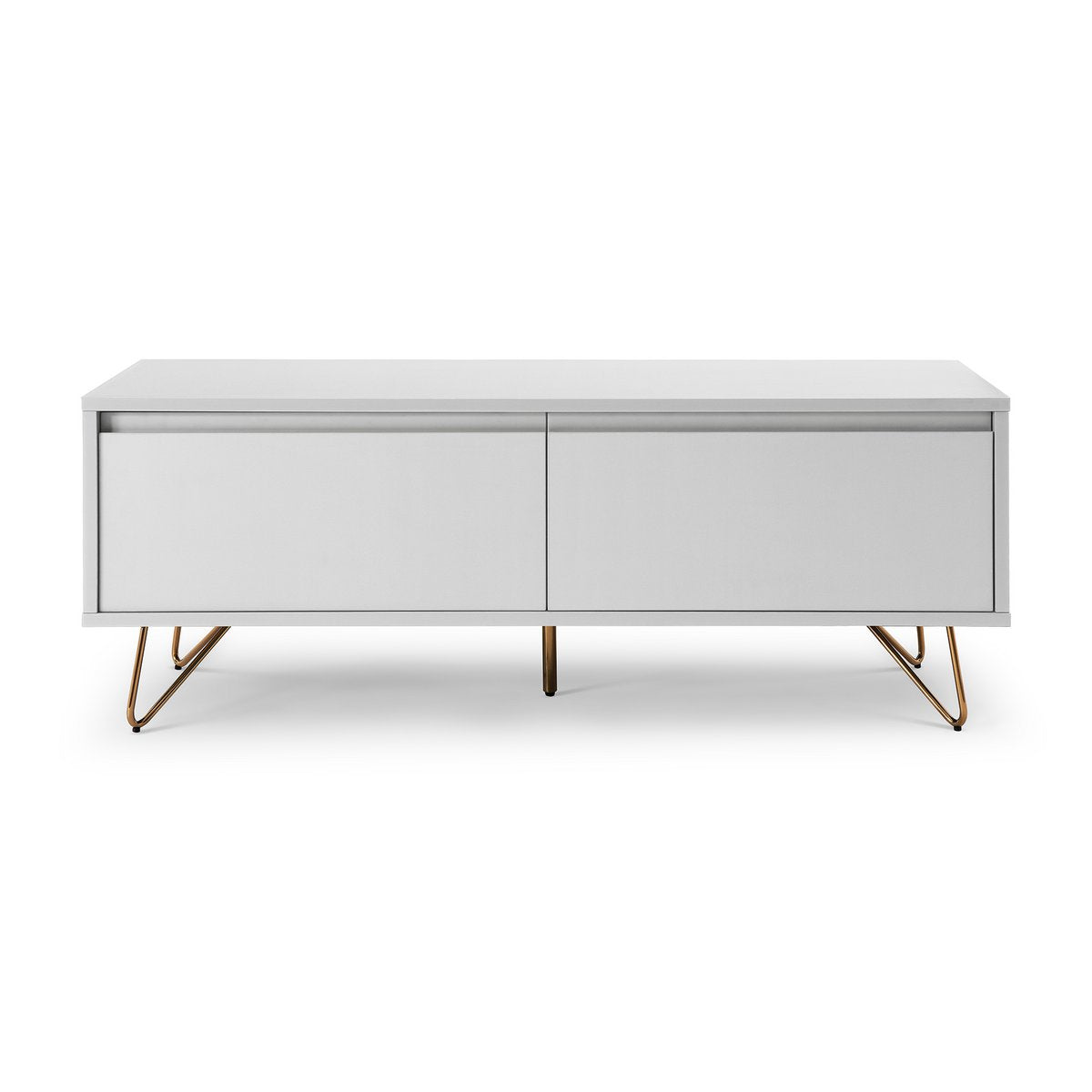 Lowboard with drawer and folding compartment, matt