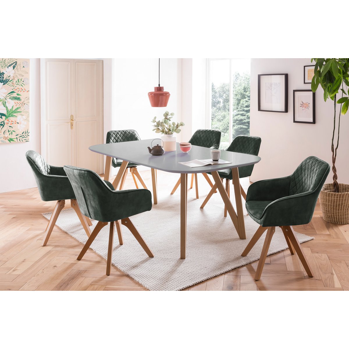 Dining table 160x90x76 cm gray oak