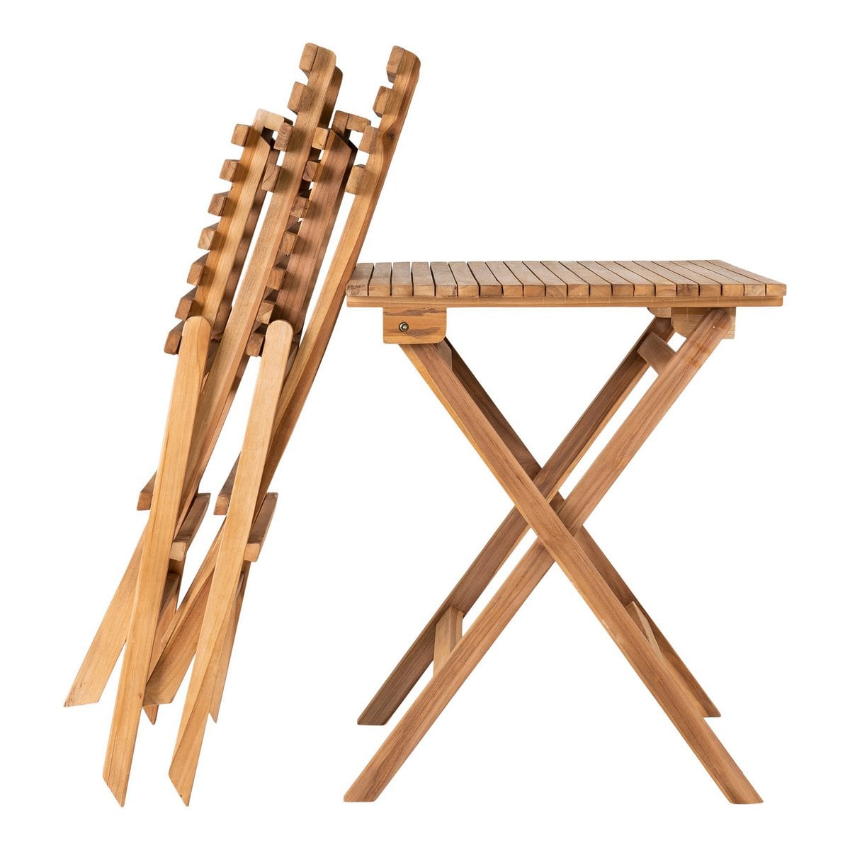 Cuenca Café-Set – Café-Set, 2 Stühle und 1 Tisch, Teak, natur