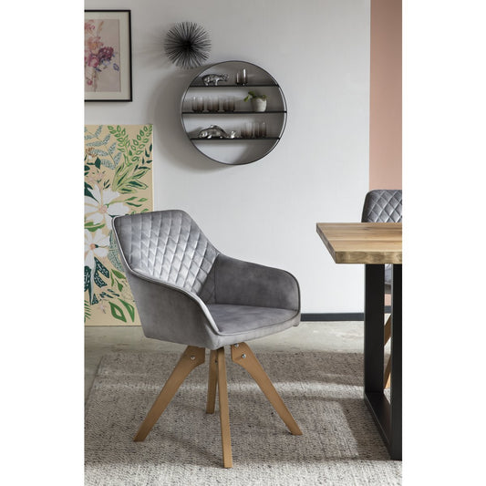 Armchair vintage velvet velor, gray