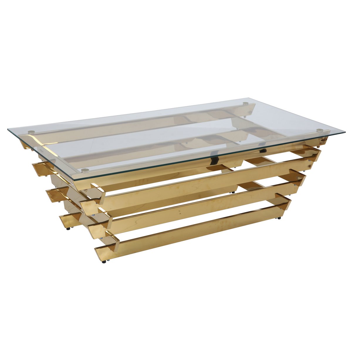 Coffee table 130x70 cm gold/clear glass