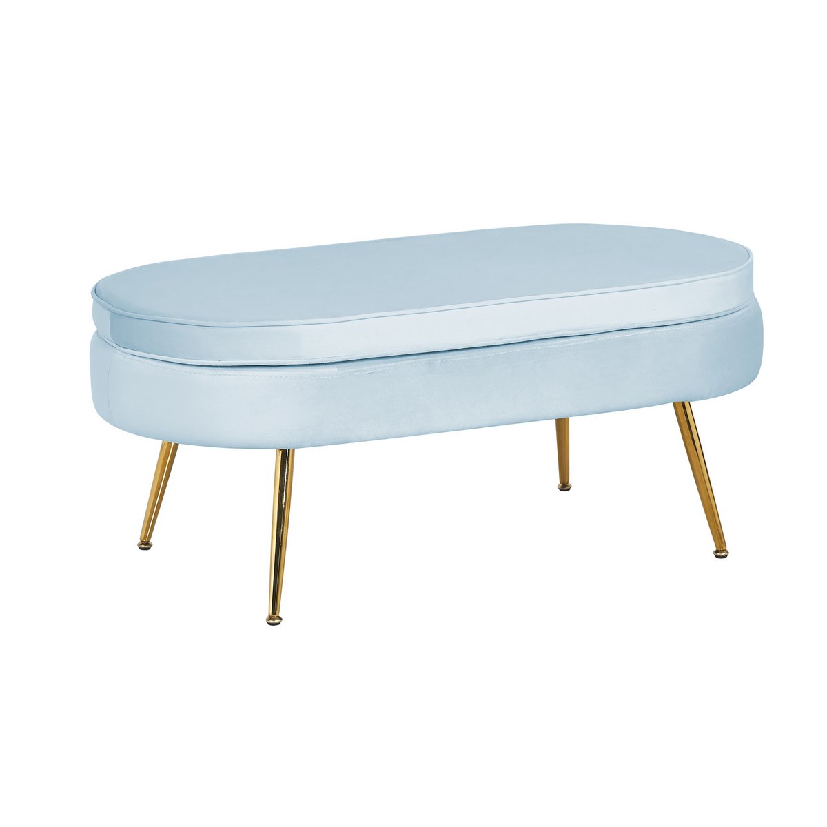 Pouf oval in light gray velvet