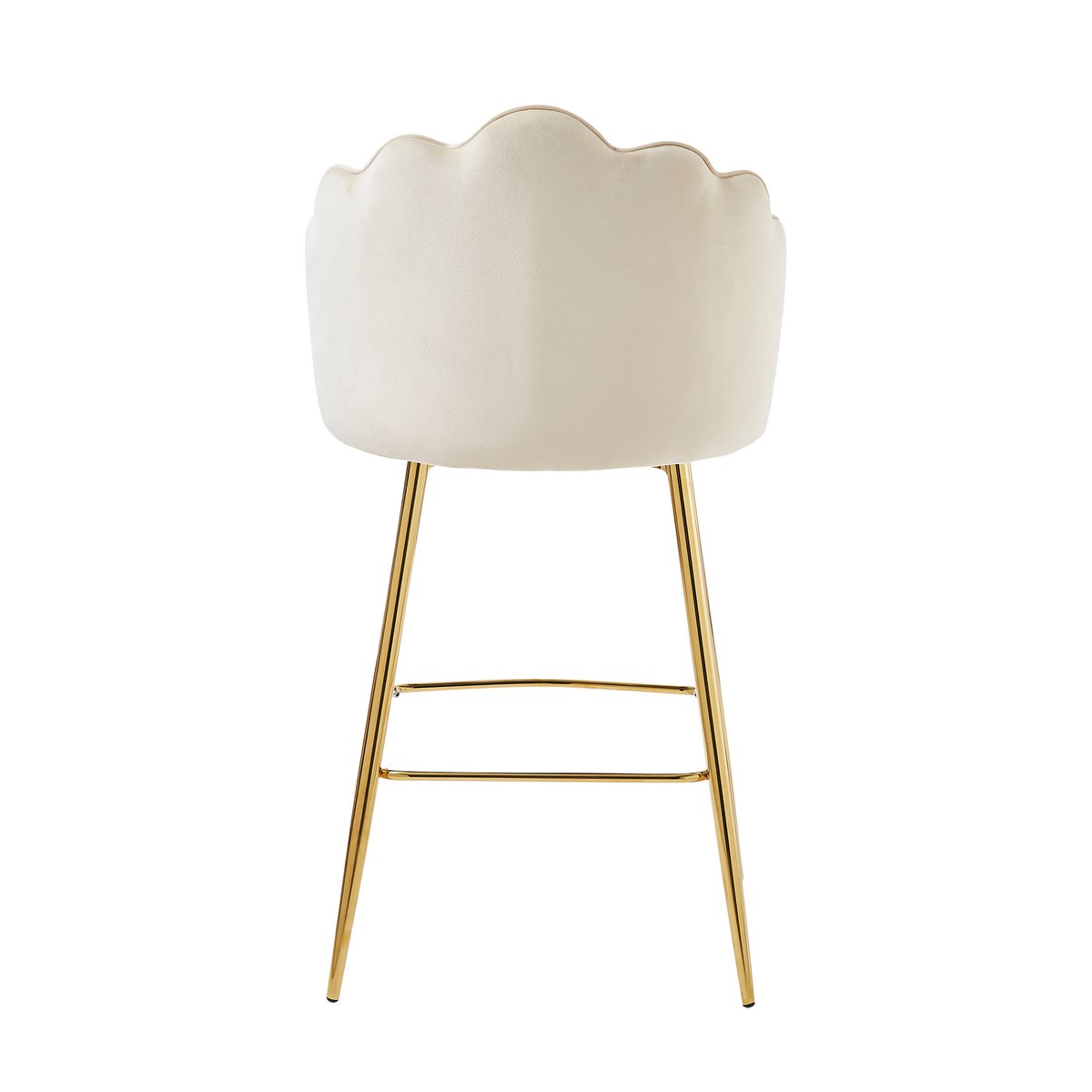 Set of 2 shell design bar stools in beige velvet