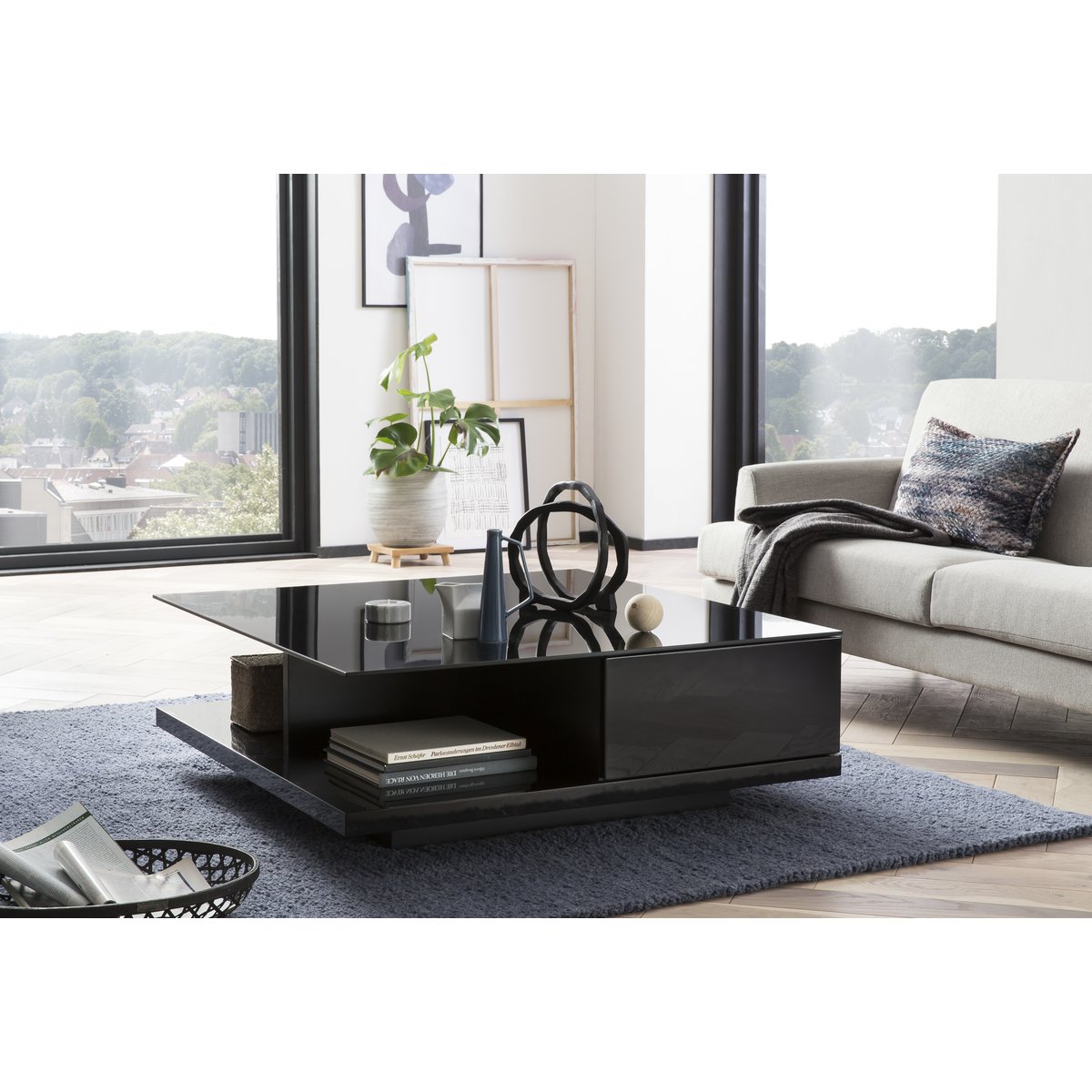 Coffee table 100x100x36 cm black
