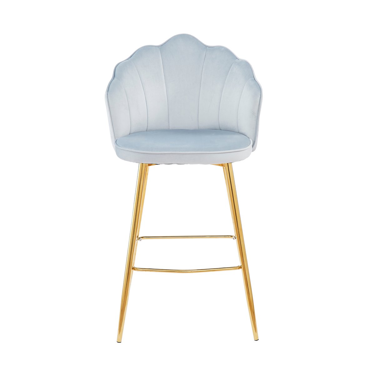 Set of 2 shell design bar stools in light gray velvet