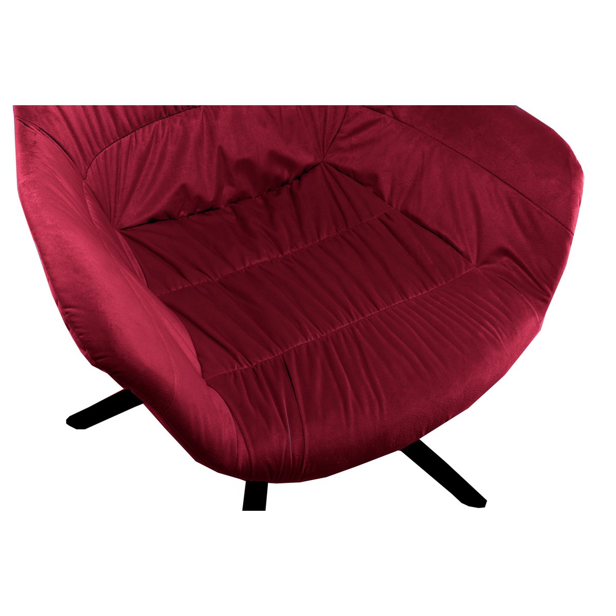 Armchair with honeycomb quilting in red velvet