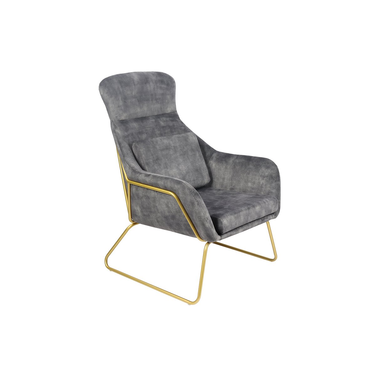 Lounge chair made of gray velvet