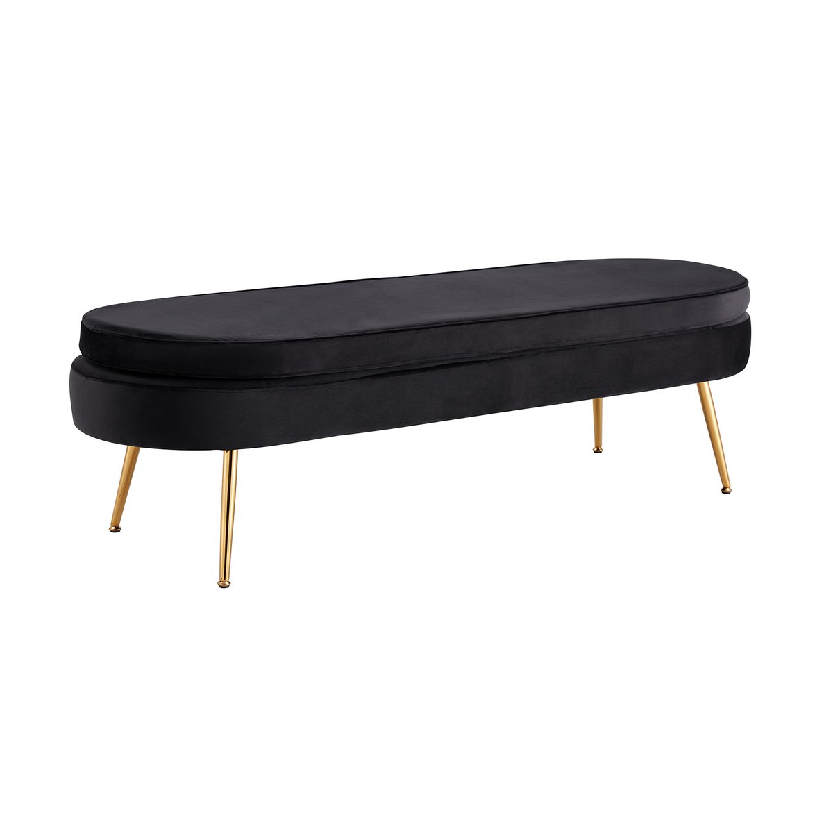 Pouf oval long made of black velvet