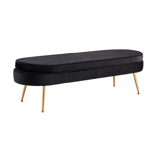 Pouf oval long made of black velvet