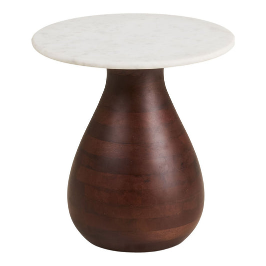 Heide Beistelltisch, Mangoholz/Marmor, dunkelbraun/weiß, ø40x41 cm