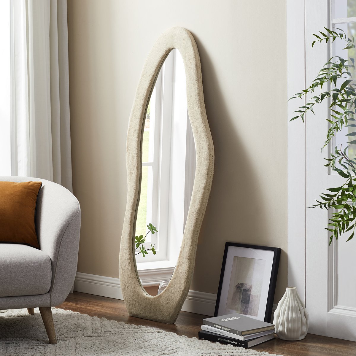 Mirror faux fur champagne 60x160 cm