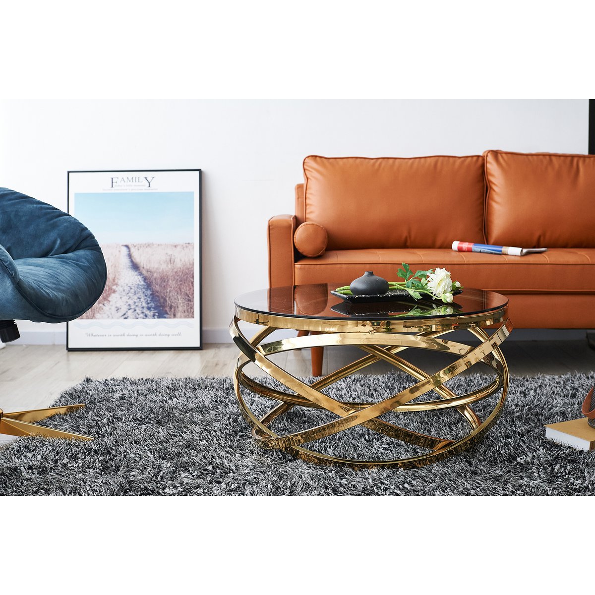 Couchtisch Gold/Grau Ø 80 cm