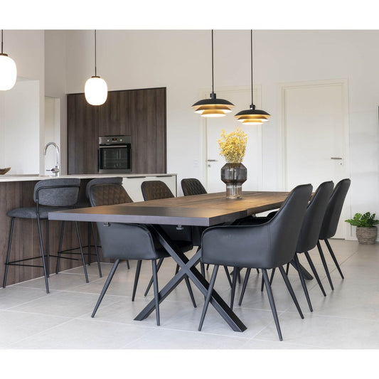 Verlängerungsplatten für Tisch Toulon/Montpellier/Bordeaux – Schwarz, Eiche/Stahl, 95 x 50 x 4 cm – 2er-Set