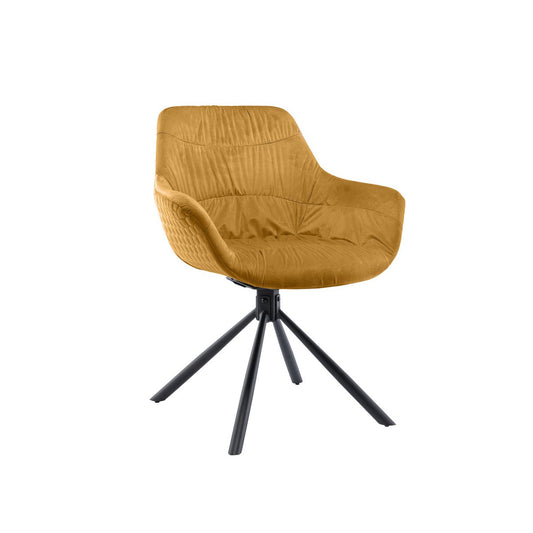 Armchair with honeycomb quilting in mustard yellow velvet