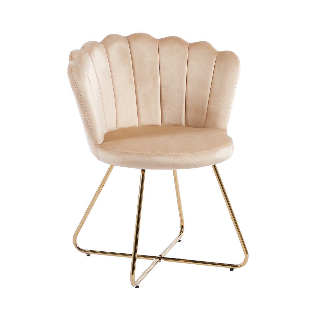 Muschelstuhl aus Samt 2er Set Beige