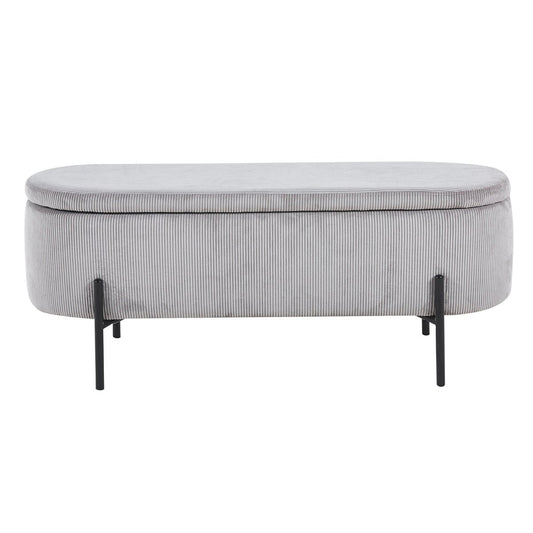Bed bench with storage space function light gray