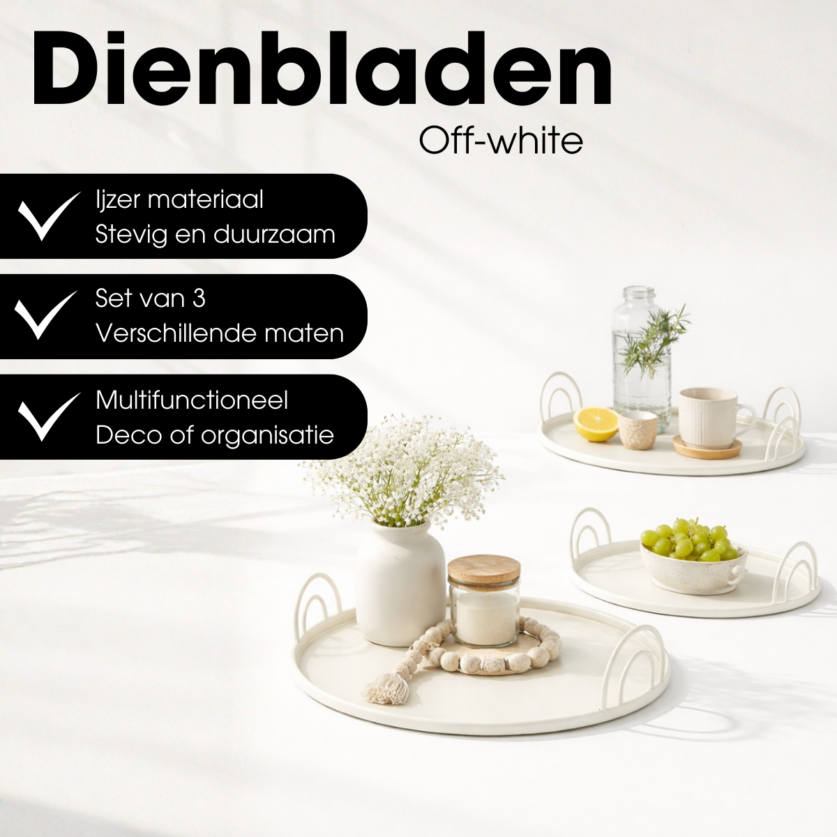 Tablett OffWhite Cremeweiß