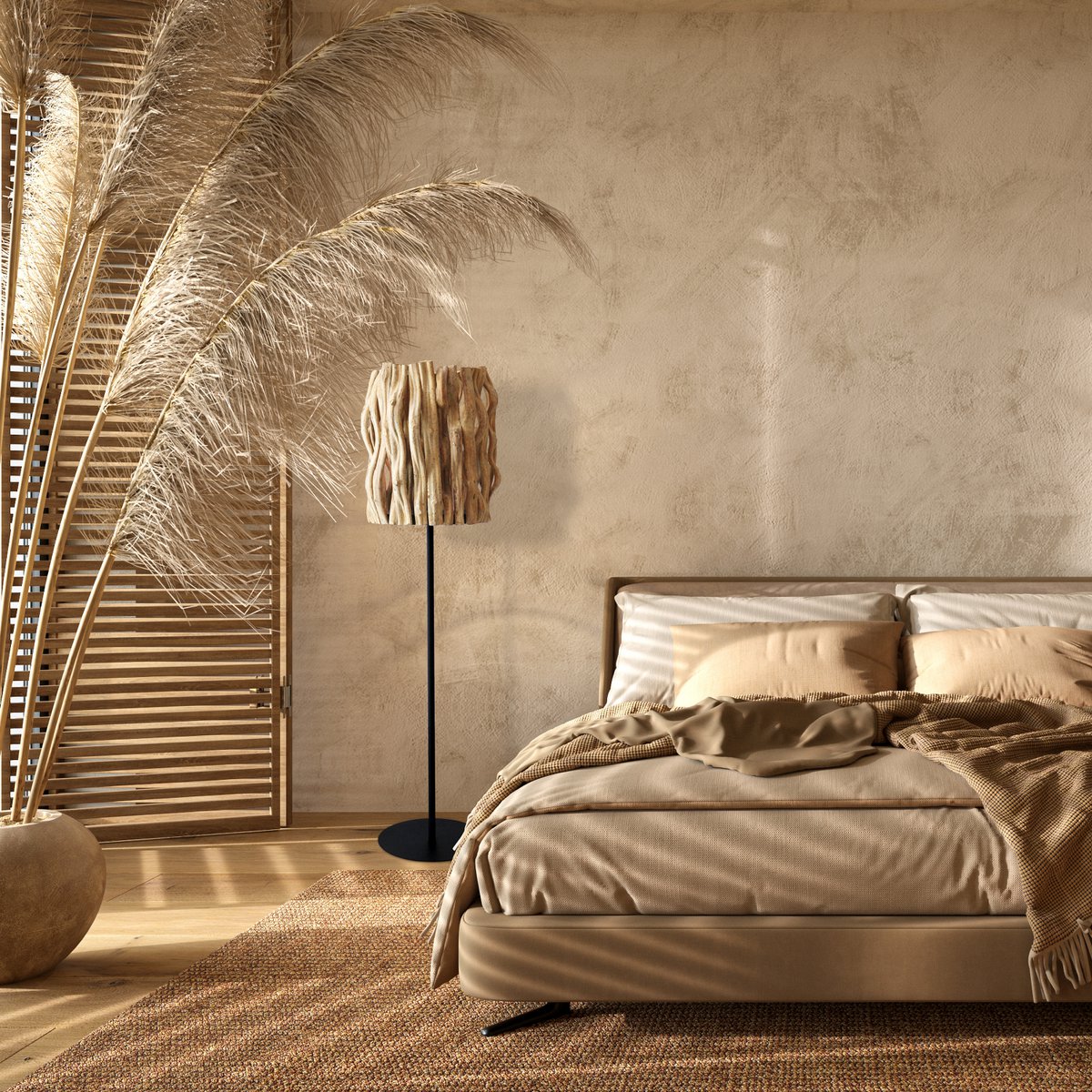 Floor lamp driftwood natural/black 140 cm