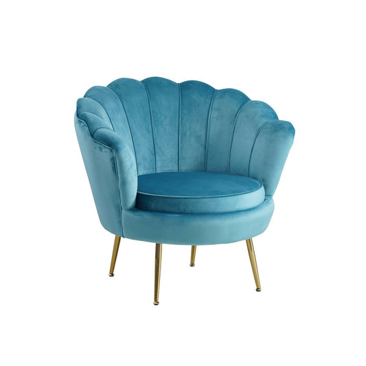 Velvet shell armchair blue