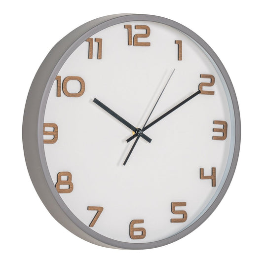 Greenwich Wanduhr - Grau, Glas, Kunststoff, Ø35cm