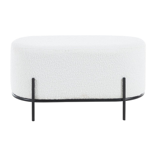 Upholstered stool Bouclé fabric white