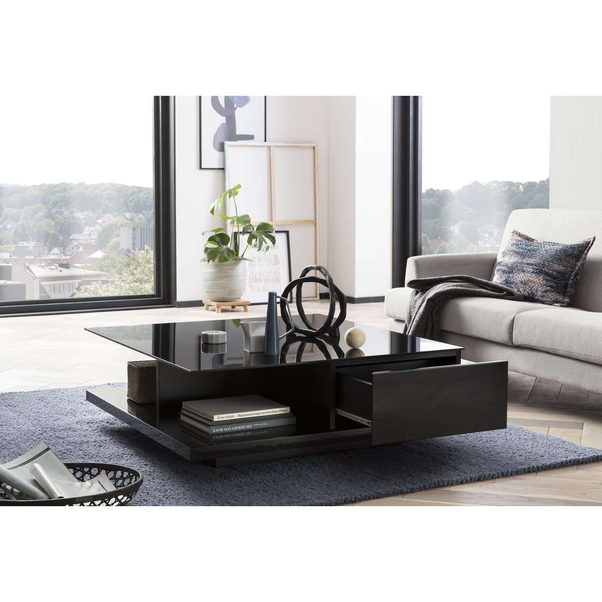Coffee table 100x100x36 cm black