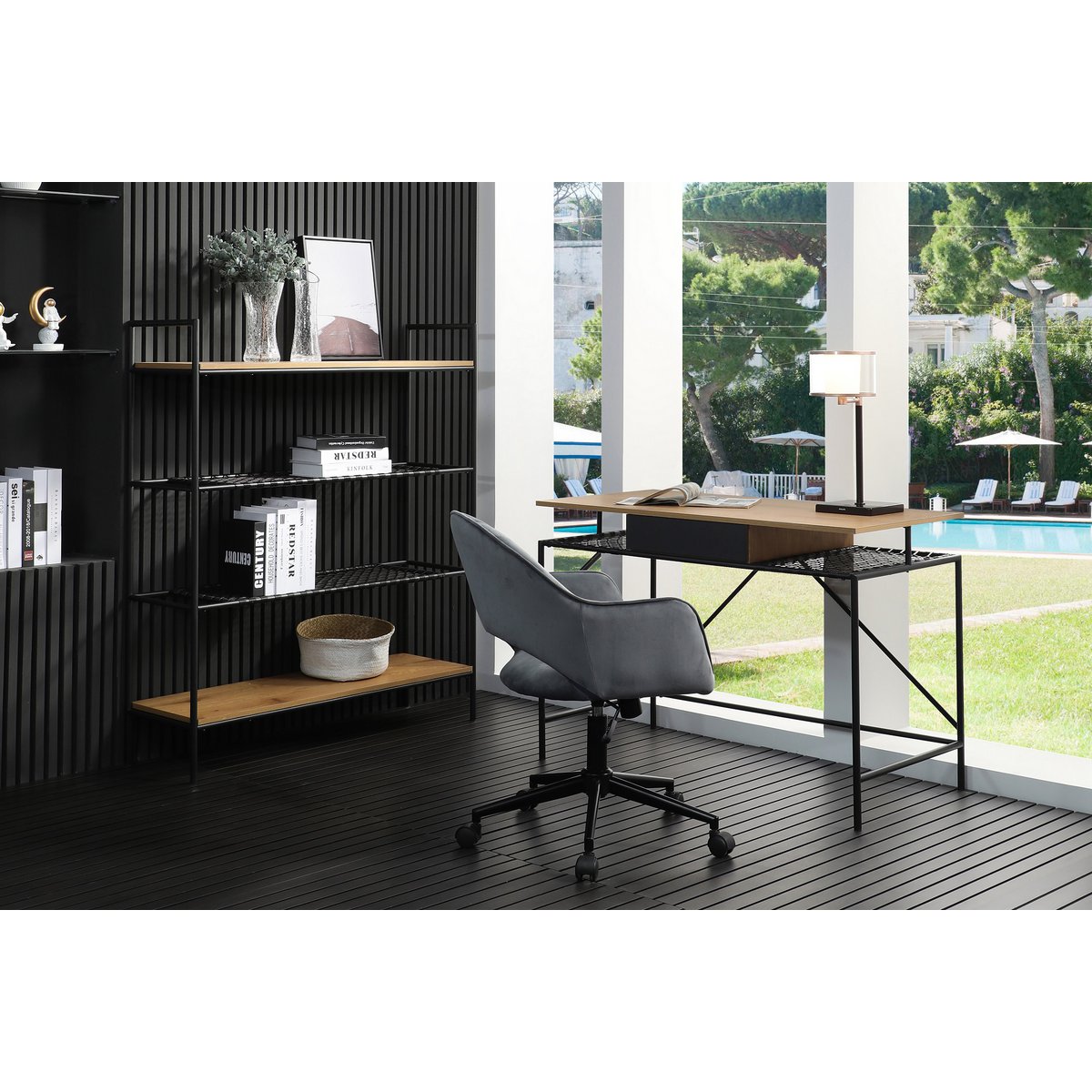 Bookcase natural/black