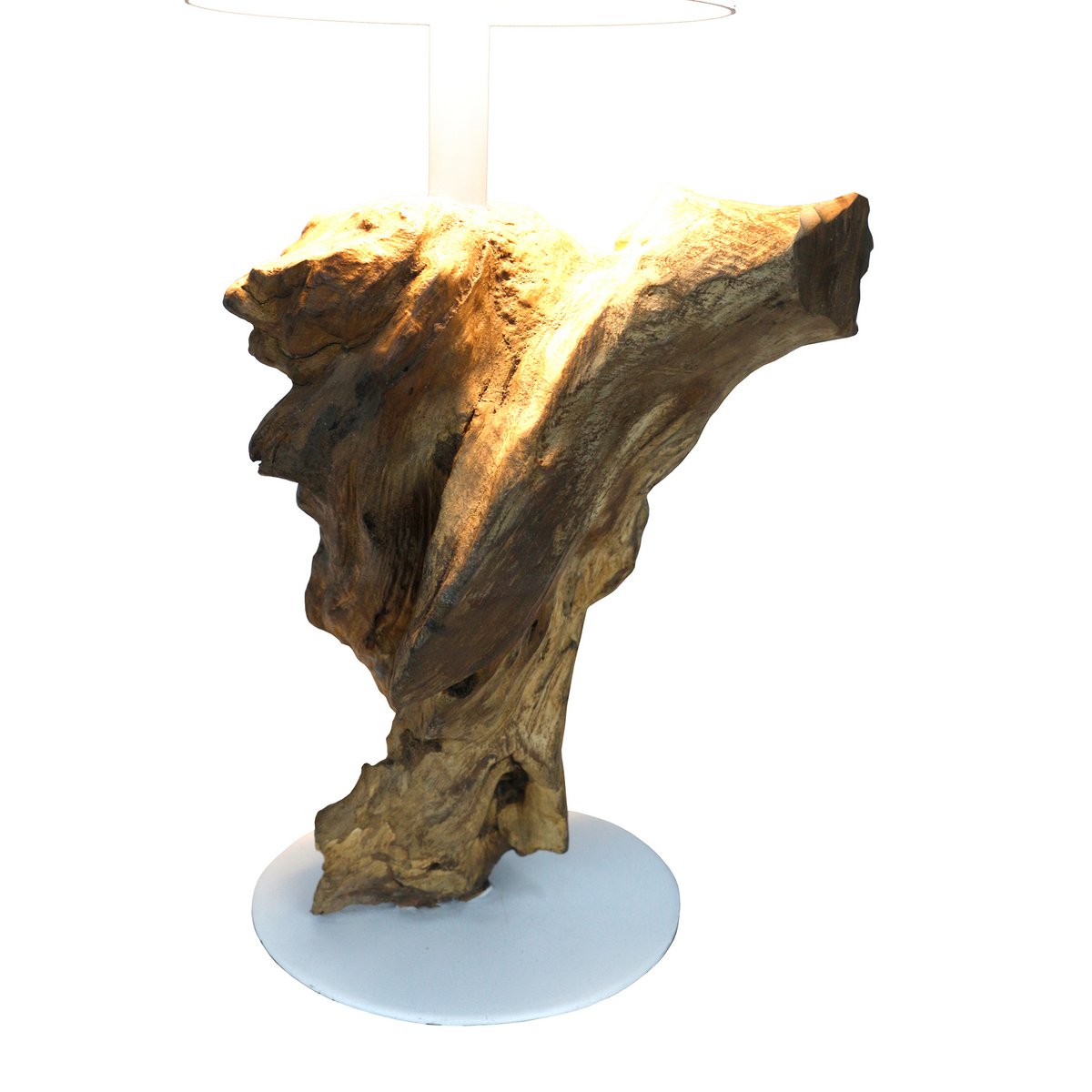 Tischleuchte 29 cm Natur/Weiß mit LED-Akku