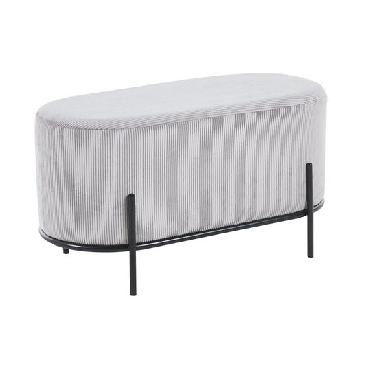 Upholstered stool corduroy look light gray